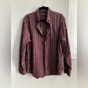 Chaps Men's Red and Brown Plaid Shirt